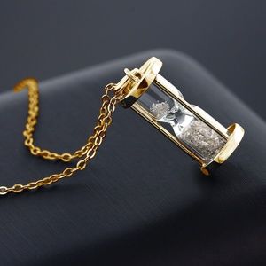 Golden Diamond Dust Solid 925 Sterling HourGlass Necklace